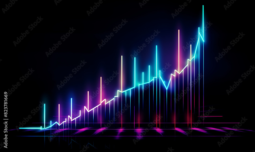 Neon business graph, a fresh approach to business analysis and research, It means to thrive and grow Neon business graph, a fresh approach to business analysis and research, It means to thrive and grow