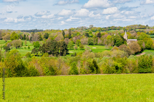 View across to St Mary's Church and the part of the golf course in Lamberhurst, Kent, England