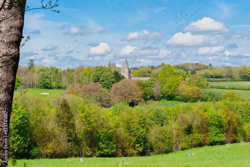View across to St Mary's Church and the part of the golf course in Lamberhurst, Kent, England