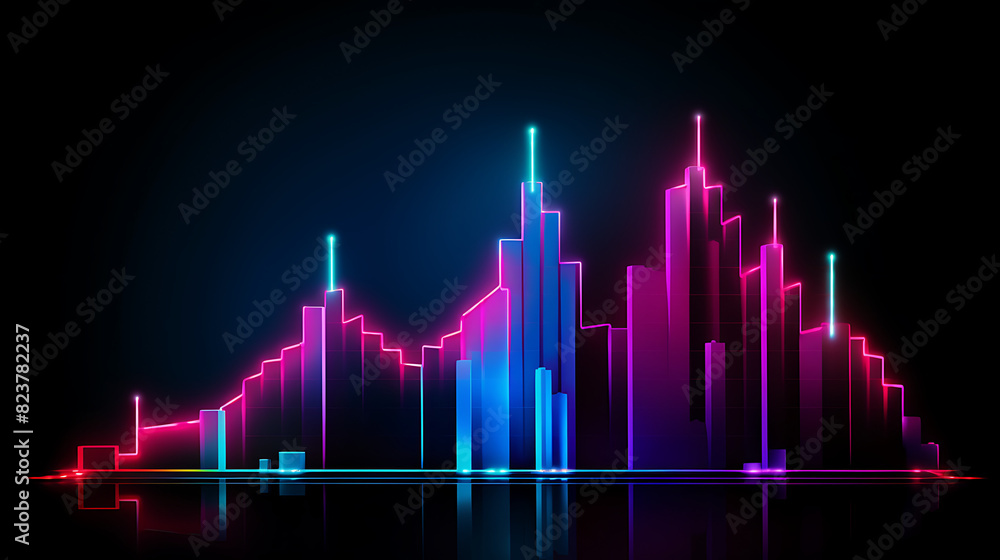 Neon business graph, a fresh approach to business analysis and research, It means to thrive and grow Neon business graph, a fresh approach to business analysis and research, It means to thrive and grow