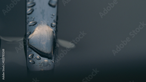 water drops on the black surface