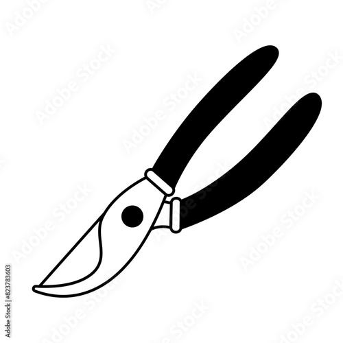 Garden pruner illustration isolated on transparent background. Garden tools. Vector illustration
