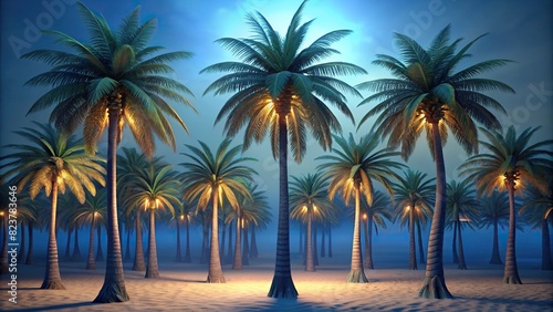 Collection of coconut palm trees for design projects