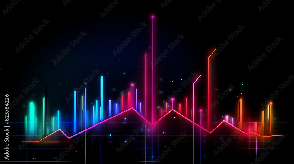 Neon business graph, a fresh approach to business analysis and research, It means to thrive and grow Neon business graph, a fresh approach to business analysis and research, It means to thrive and grow