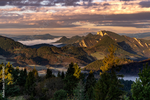 Pieniny, tatry , jesień , zachód , wschód , Karpaty, Dunajec