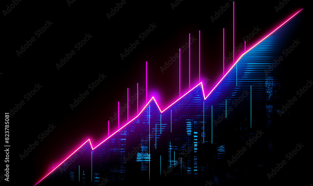 Neon business graph, a fresh approach to business analysis and research, It means to thrive and grow Neon business graph, a fresh approach to business analysis and research, It means to thrive and grow