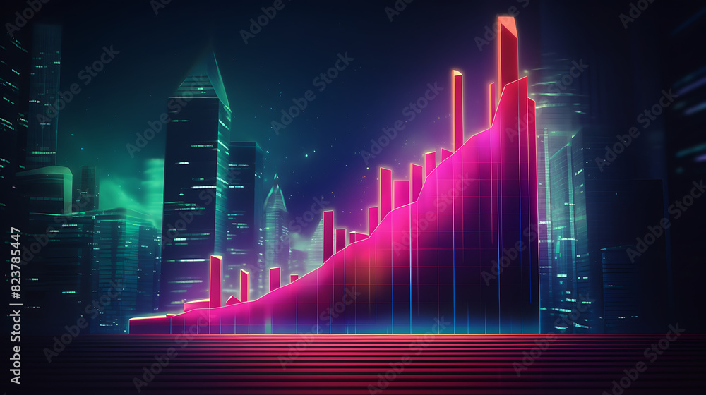 Neon business graph, a fresh approach to business analysis and research, It means to thrive and grow Neon business graph, a fresh approach to business analysis and research, It means to thrive and grow