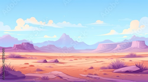 Stunning desert landscape with rocky mountains and clear blue sky. Perfect for backgrounds, nature themes, and travel inspirations.