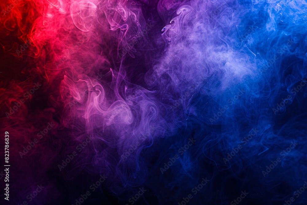 Smoke in contrasting red, blue and purple color Smoke in contrasting red, blue and purple color