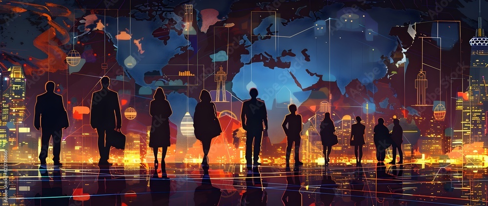 Glittering Skyline of a Thriving Global Metropolis at Nightfall Glittering Skyline of a Thriving Global Metropolis at Nightfall
