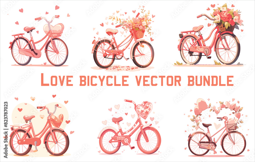 love bicycle vector bundle, valentine's day bicycle, couple bicycle,