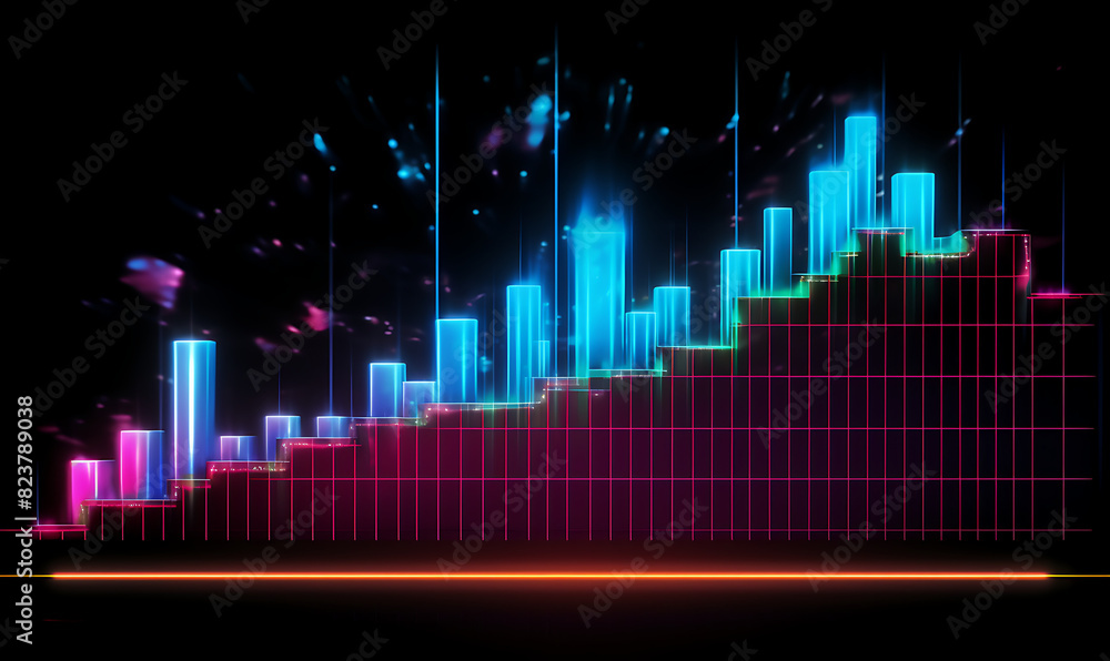 Neon business graph, a fresh approach to business analysis and research, It means to thrive and grow Neon business graph, a fresh approach to business analysis and research, It means to thrive and grow