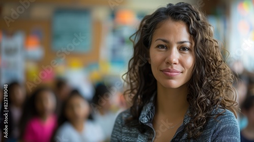 Wallpaper Mural Friendly Female Educator with Youngsters Learning in Class Torontodigital.ca