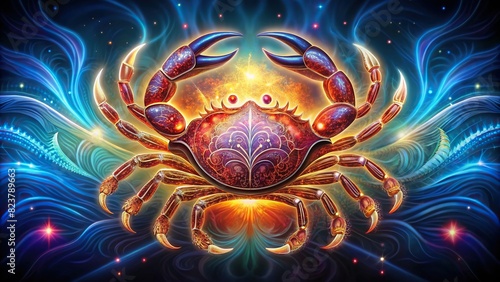 Abstract artistic representation of the Cancer zodiac sign, the Crab  photo