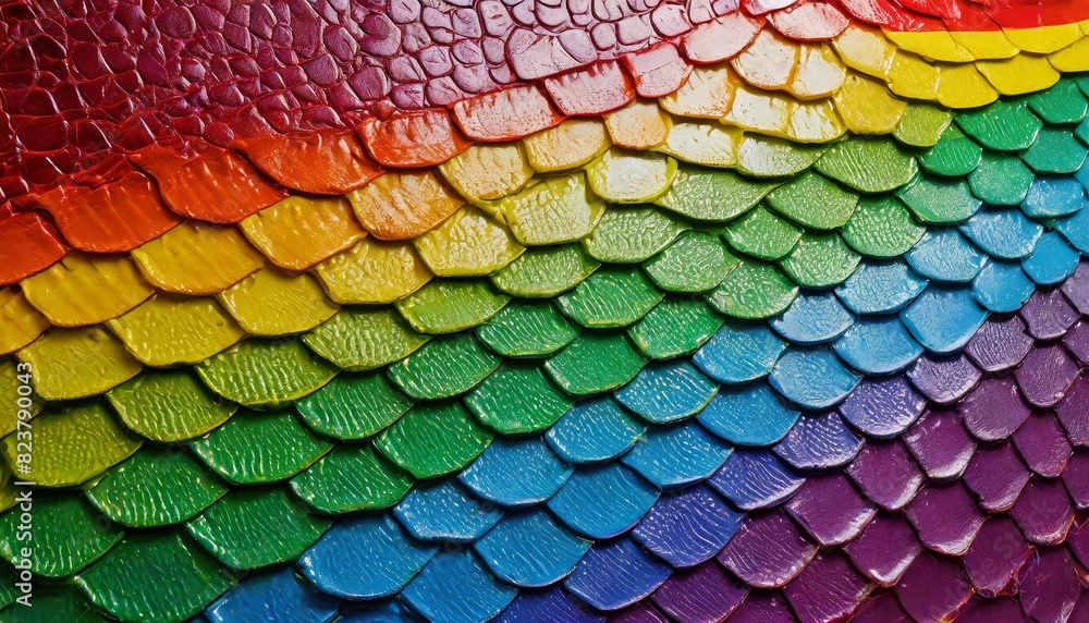 texture of crocodile scales close-up painted in the colors of the lgbt flag, pride queer month, wallpaper background texture of crocodile scales close-up painted in the colors of the lgbt flag, pride queer month, wallpaper background