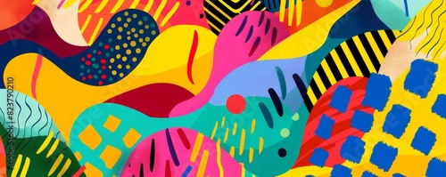 Vibrant abstract art with bold colors and unique patterns, perfect for modern design projects or creative inspiration.