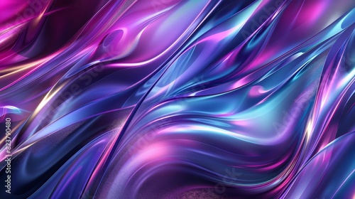 Vibrant abstract digital art with fluid shapes and vivid colors in purple and blue hues, creating a mesmerizing, flowing pattern.