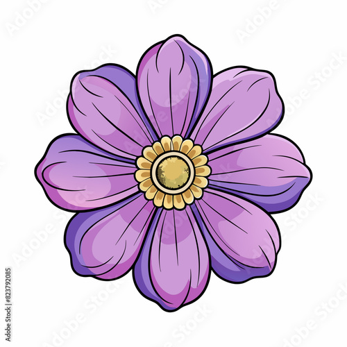 Anemone flower cartoon style Icon Vector clipart Illustration