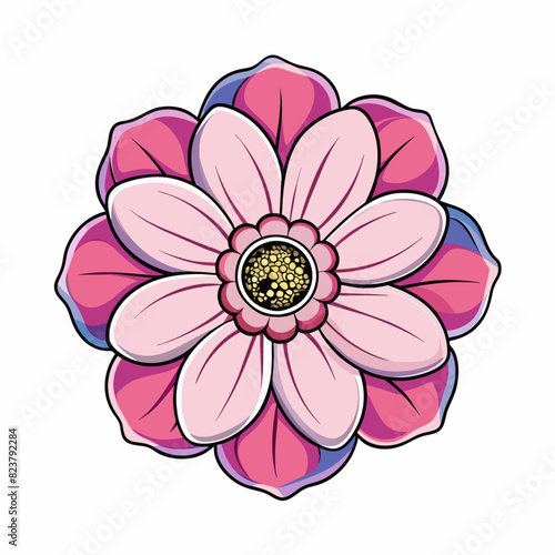 Anemone flower cartoon style Icon Vector clipart Illustration