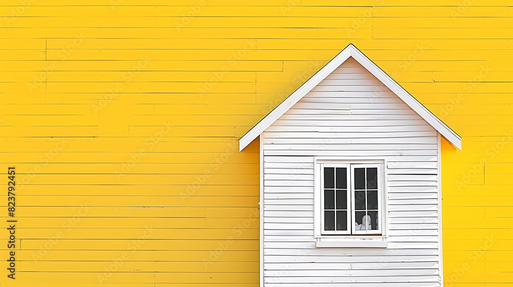 white wooden house on a yellow background white wooden house on a yellow background