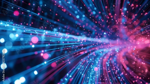Abstract tech background of high speed optic fiber data transfer, ultra fast broadband, digital network connection, electronic motion, cyber turn © Business Pics
