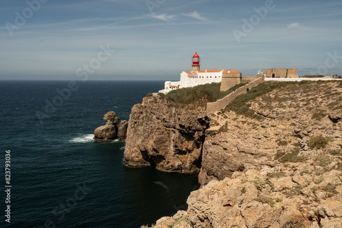 Vista del Faro del Cabo de San Vicente, sur de Portugal. 
