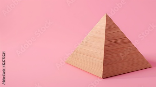 Wooden Pyramidion Isolated on pink background