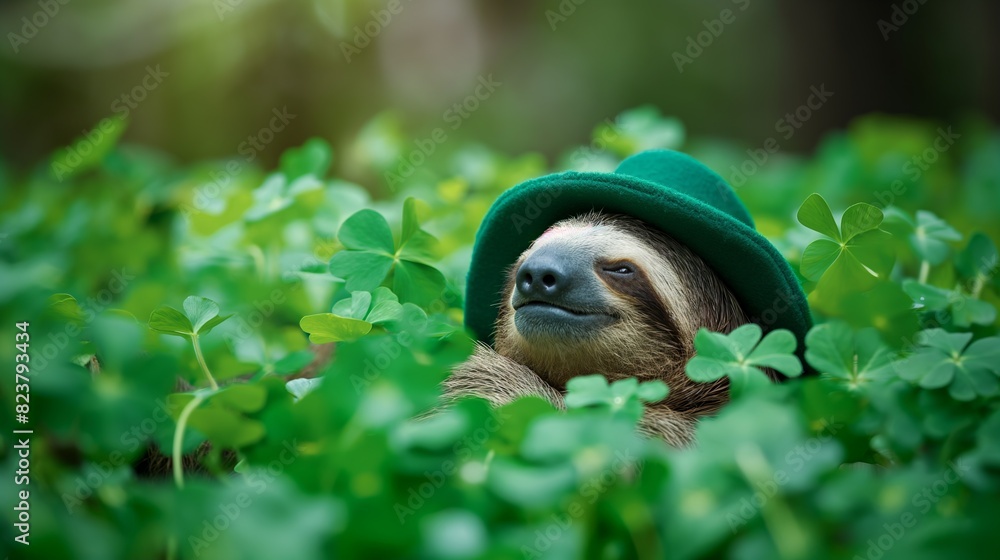 Sloth on green background for St. Patrick's Day Festivities. Sloth on green background for St. Patrick's Day Festivities.