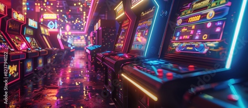 rows arcade machine with neon lights