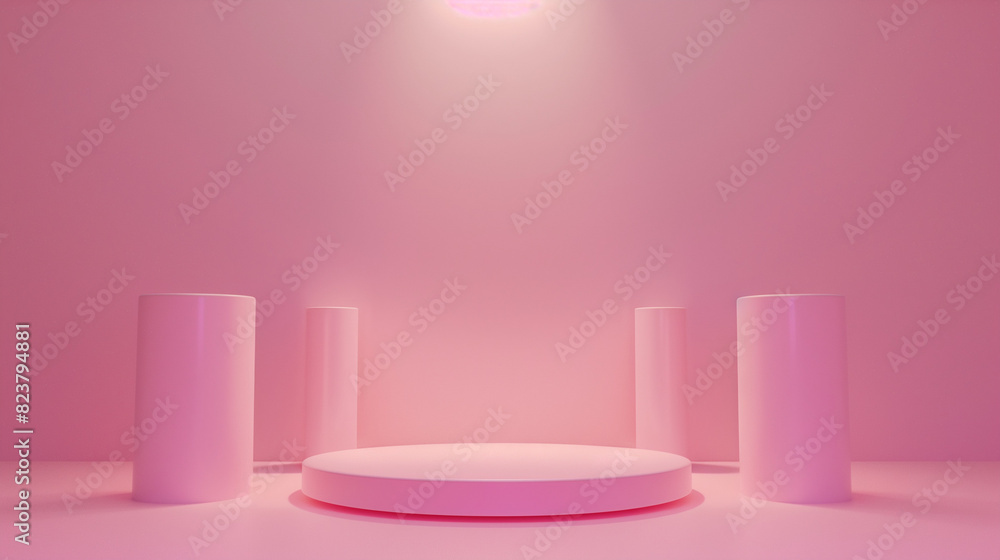 3D render of an abstract podium in a studio setting against a solid pastel pink background. The podium has an unconventional shape and the scene is illuminated with soft, even lighting.
3D render of an abstract podium in a studio setting against a solid pastel pink background. The podium has an unconventional shape and the scene is illuminated with soft, even lighting.