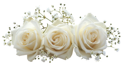 White roses on white background