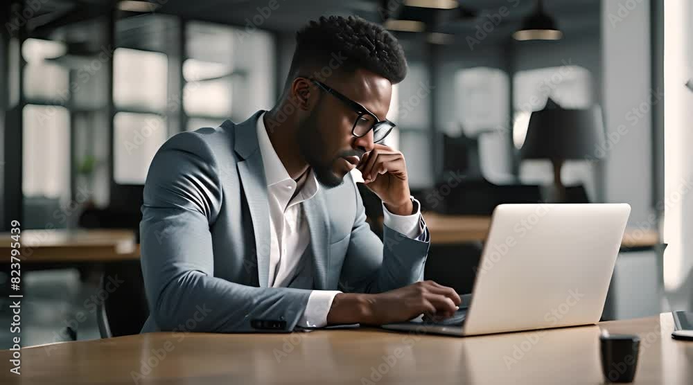 A Glimpse into the Challenges Faced by a Weary African American Businessman in Slow Motion A Glimpse into the Challenges Faced by a Weary African American Businessman in Slow Motion