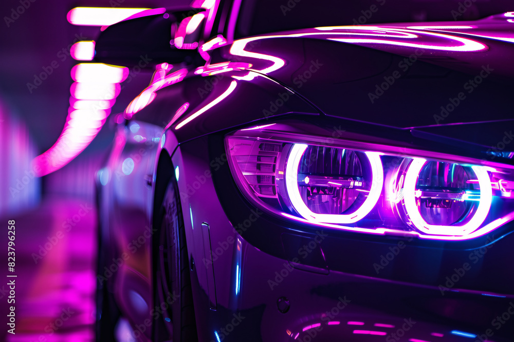 Violet car lights at night Violet car lights at night