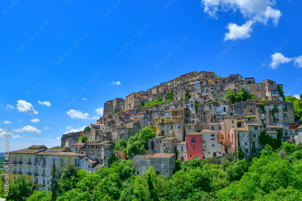 Obraz premium The green landscape around Pietravairano, a small town in the province of Caserta in Italy.