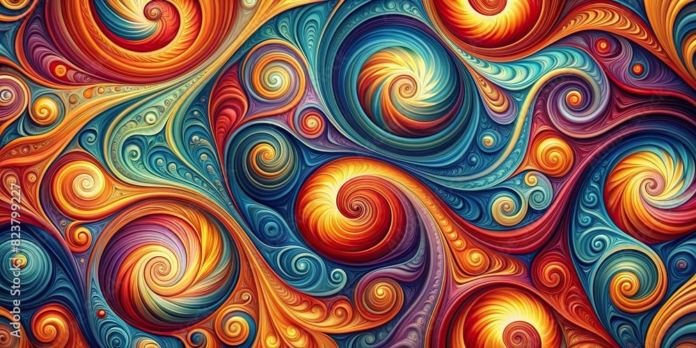 Harmonious abstract pattern of swirling shapes on background
