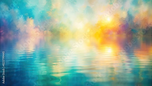 Impressionistic pastel impasto paint banner featuring a sky blurry water texture, ideal for adding a touch of serenity and love to any design project photo