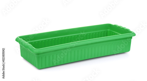 Green plastic rectangular planter