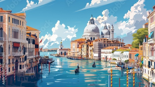 Illustration of the beautiful city of Venice. Ilaly photo