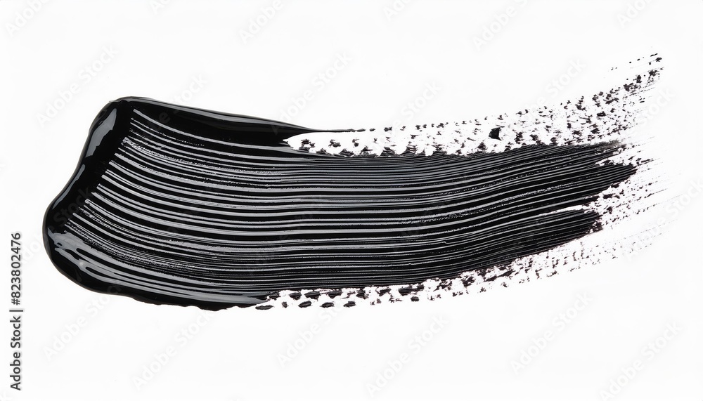 Black abstract paint stroke with textured lines isolated on a white backdrop Black abstract paint stroke with textured lines isolated on a white backdrop