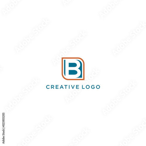 B letter art outline monoline logo vector icon