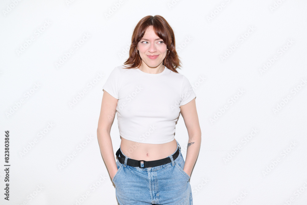woman lopking away playful woman lopking away playful