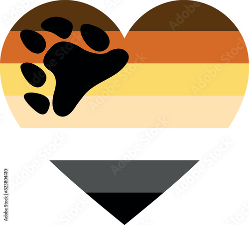 Bear brotherhood flag heart isolated on white background. LGBT flag. Vector illustration