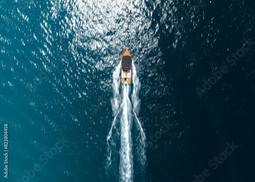 Top view of the speed boat in summer day photo