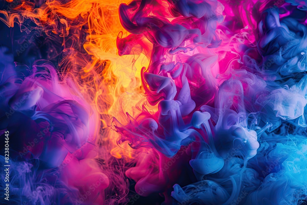 A variety of vibrant smoke emerges from the water surface