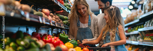 Wallpaper Mural A Caucasian family is shopping for fresh fruits and vegetables in a department store. Torontodigital.ca