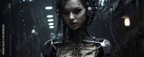 cibernetic woman with a mask  female robot  artificial intelligence  dark side