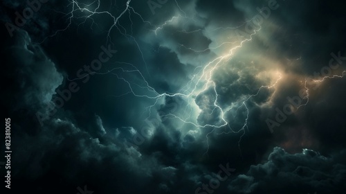 Dramatic Lightning Bolts Illuminating the Dark Night Sky During a Thunderstorm