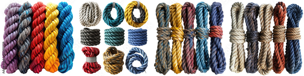 Set of ropes - various load-bearing capacity, flexibility, colors and ...