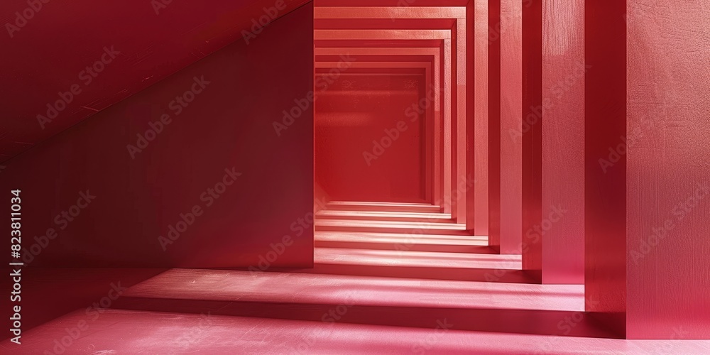 Tranquil Minimalist Background with Thin Dark Red Lines on Light Red Base