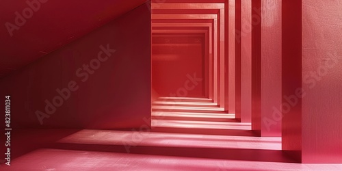 Tranquil Minimalist Background with Thin Dark Red Lines on Light Red Base